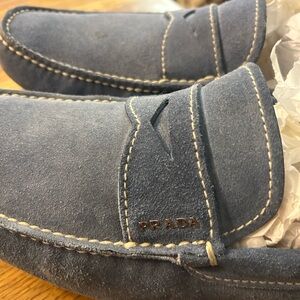Prada Men's Slate Blue Suede Slip-Ons